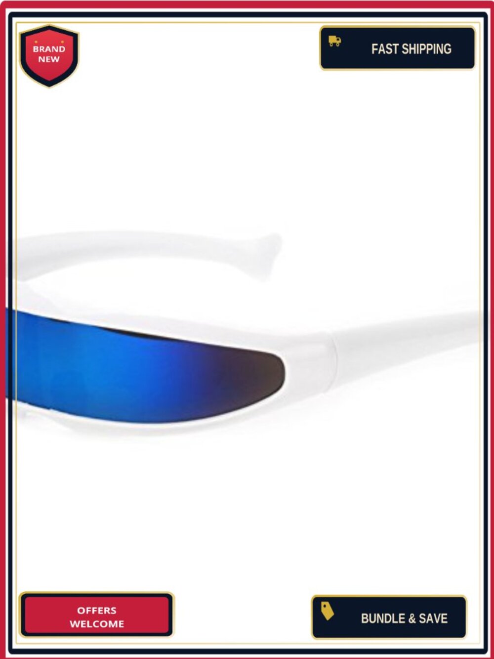 Futuristic Shield Cyclops Novelty Sunglasses UV400 Mirrored Lens
